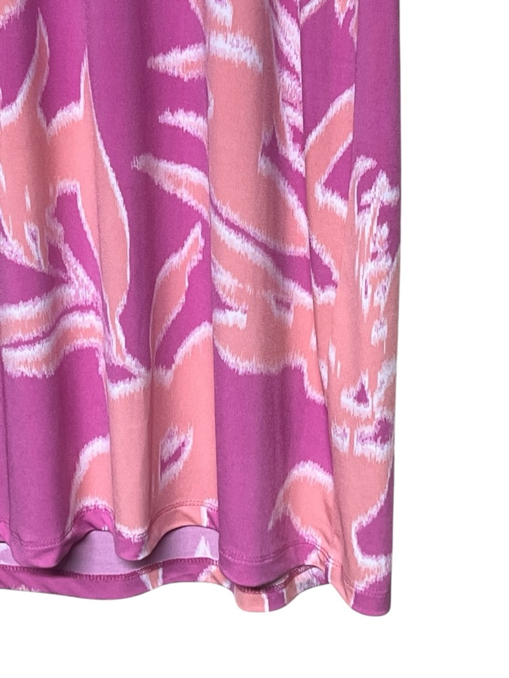 Tori Richard Honolulu pink & coral tropical floral 3/4 sleeve scoop neck dress - Picture 7 of 8